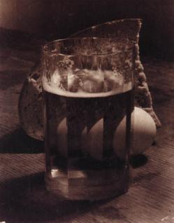 Josef Sudek - Still-life with glass, egg and bread