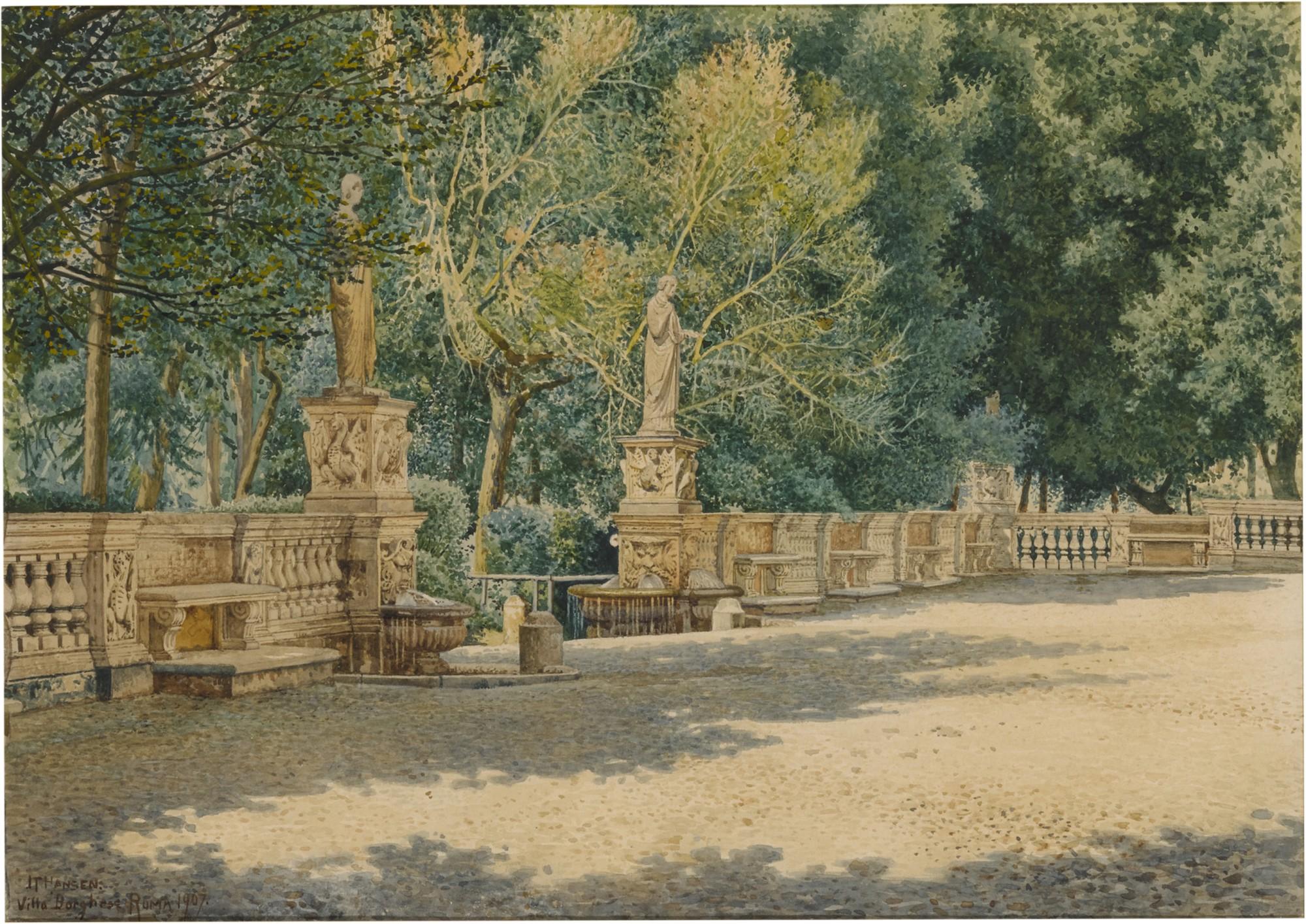 Josef Theodor Hansen - Terrace In The Gardens Of The Villa Borghese, Rome