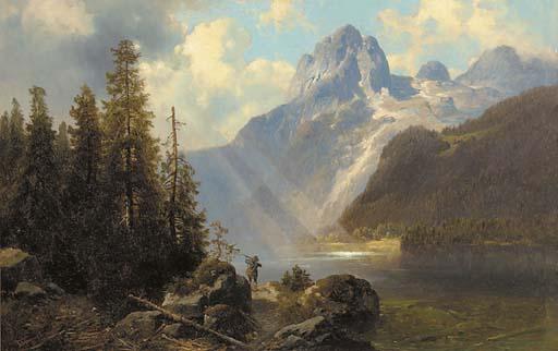 Josef Thoma The Younger - A huntsman by the edge of a lake