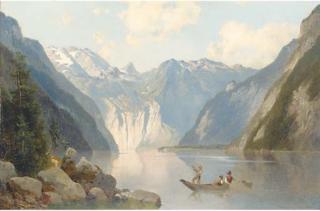 Josef Thoma - A Mountainous Swiss Lake Landscape