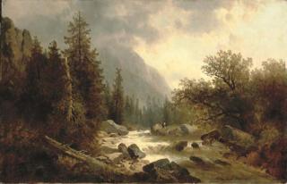 Josef Thoma - Fishing in an alpine landscape