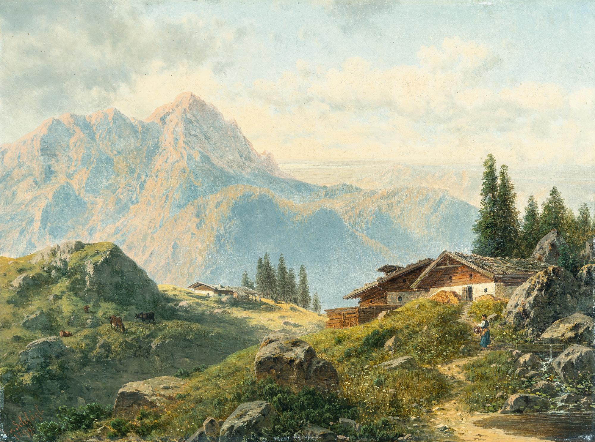 Josef von Schlögl - Almhütte in den Chiemgauer Alpen