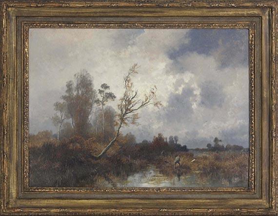 Josef Wenglein - Herbstliche Landschaft mit Jägern im Dachauer Moos