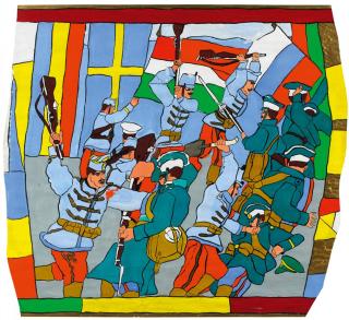 Josef Wittlich - Abgesessene Honwed=Husaren erstürmen russische Schützengräben.