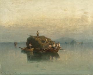 Josef Wopfner - Heuschiff bei Abendstimmung