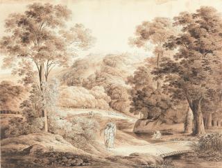 Joseph Anton Koch - Antikische Berglandschaft mit klassischer Staffage