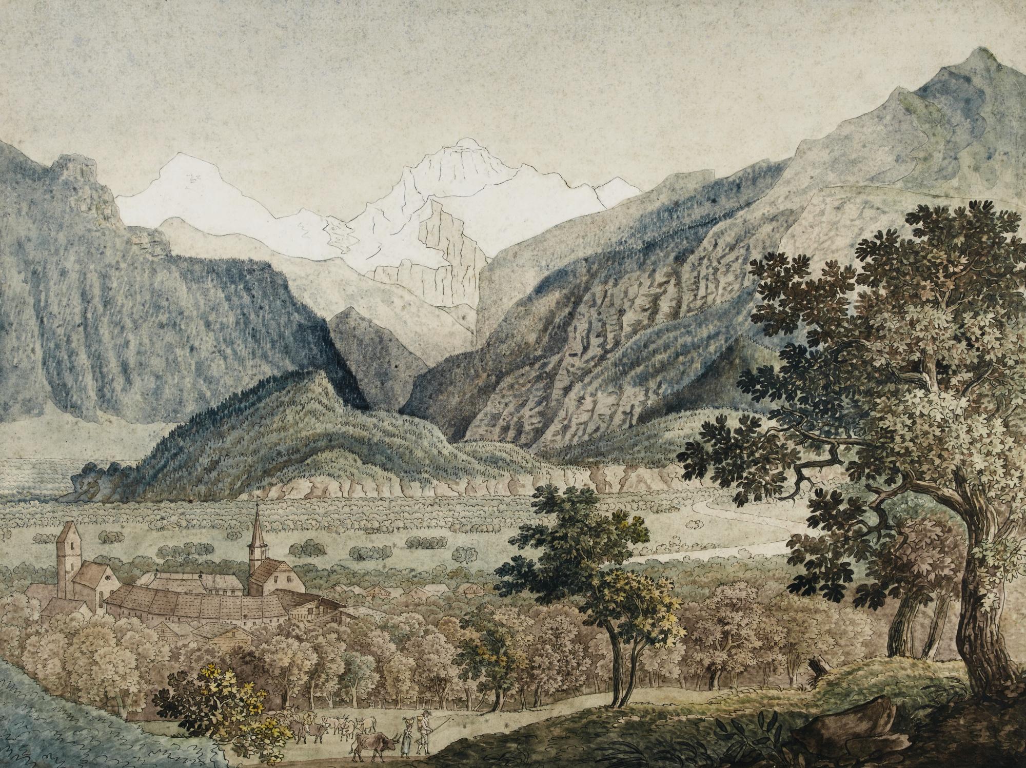 Joseph Anton Koch - Austrian the Mönch And Jungfrau Seen From Unterseen