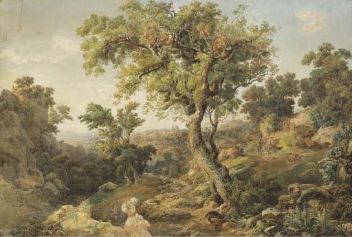 Joseph Anton Koch - Figures in the Roman campagna