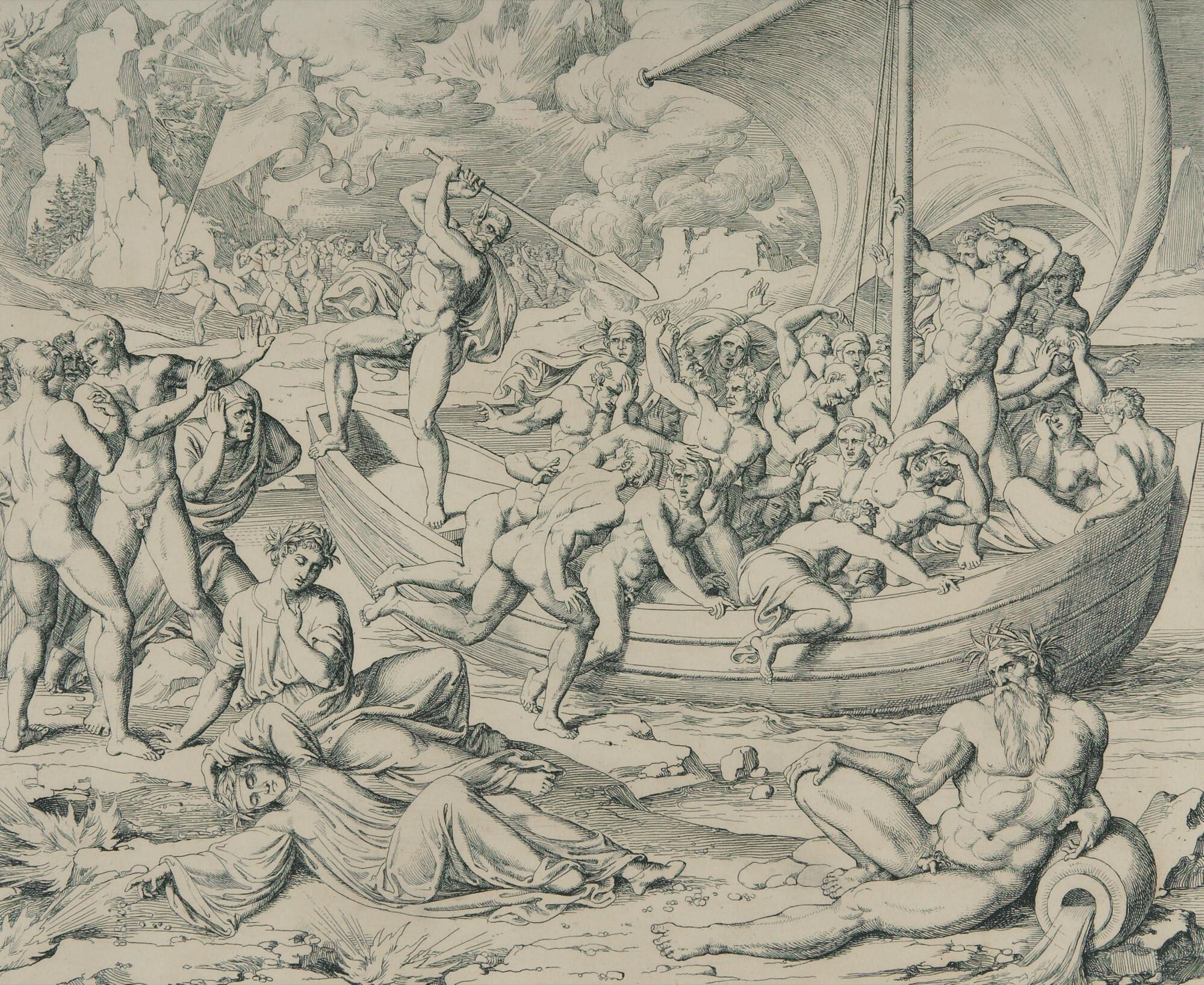 Joseph Anton Koch - Folge von 4 Bll.: Darstellungen aus Dantes Hölle.