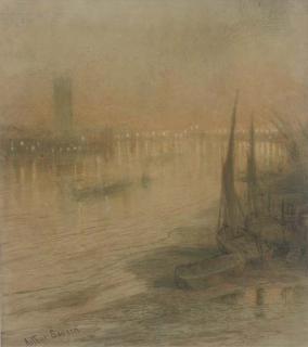 Joseph Arthur Palliser Severn, R.I. - Evening Light On The Thames