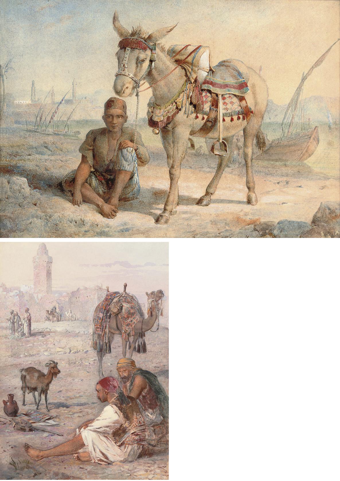 Joseph Austin Benwell - A rest before the city gates; and The muleteer