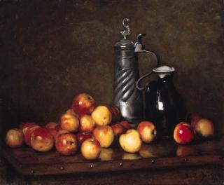 Joseph Bail - Apples with a tankard and a jug on a table