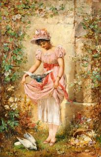 Joseph Bernard - Mädchen mit Tauben