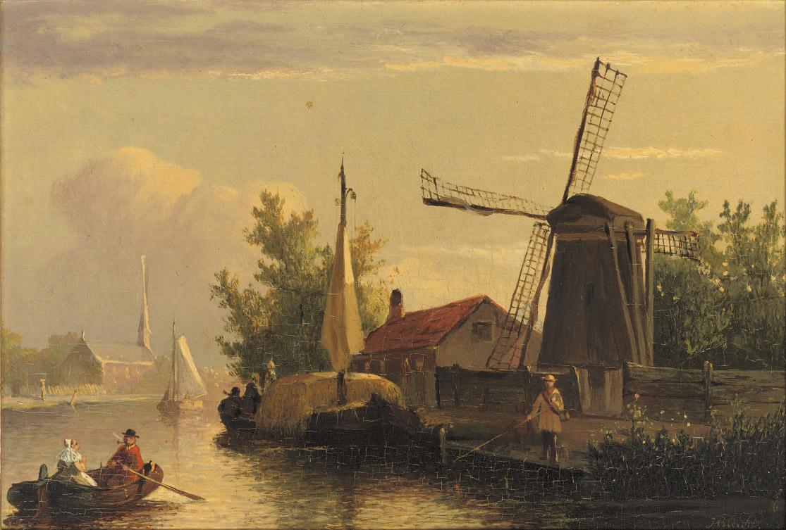 Joseph Bles - A river landscape at dusk