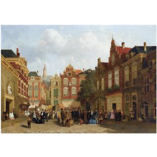 Joseph Bles - Dutch The Daily Market On The Groenmarkt With The St. Jacobskerk In The Back, The Hague