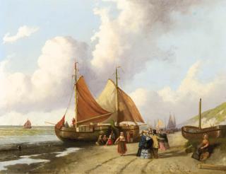 Joseph Bles - Elegant figures on the beach