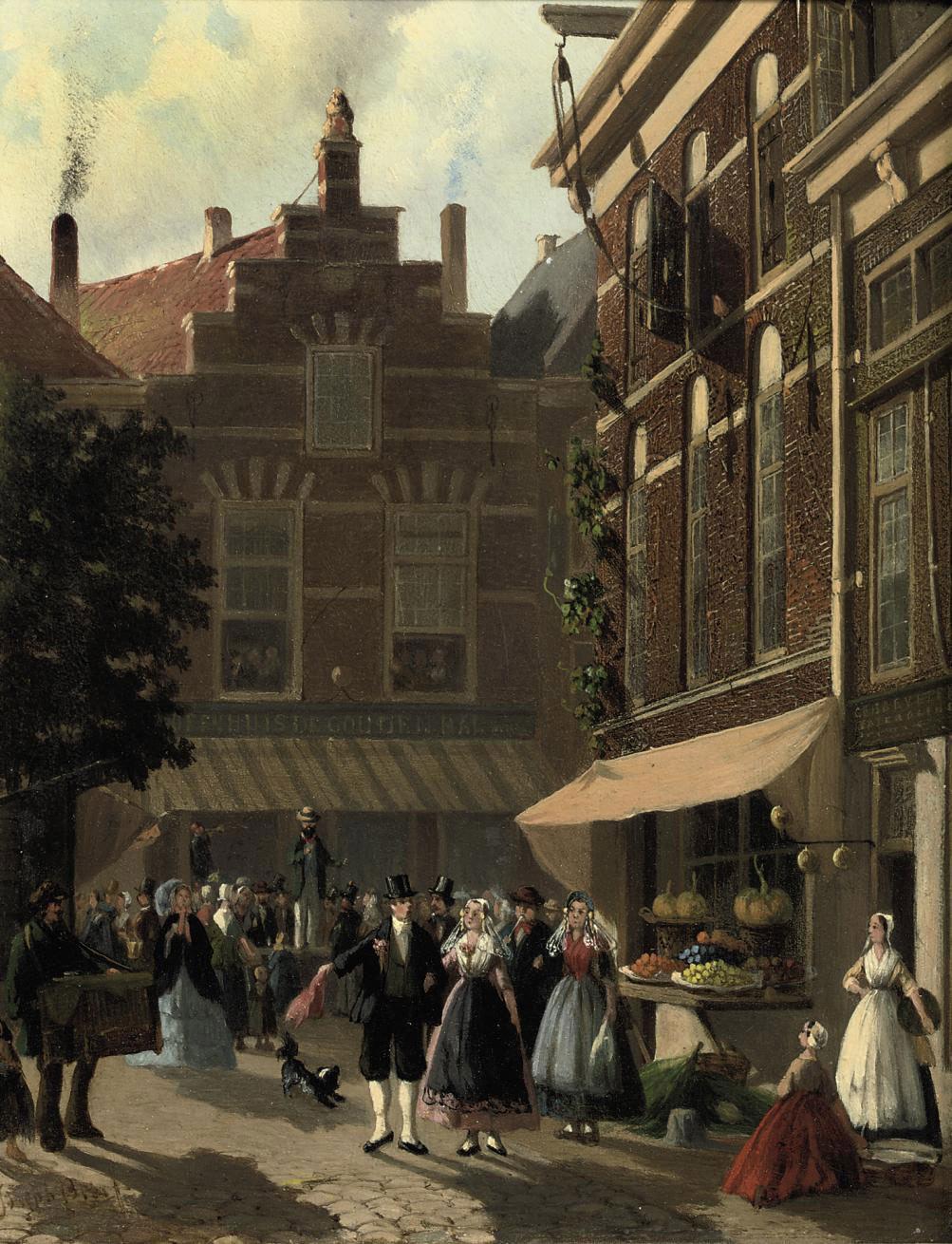 Joseph Bles - Festivities in front of \'Koffiehuis de Gouden Bal\'