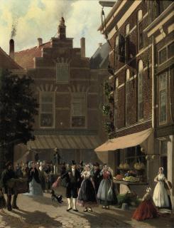 Joseph Bles - Festivities in front of \'Koffiehuis de Gouden Bal\'