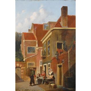 Joseph Bles - Figures In The Streets Of A Dutch Town