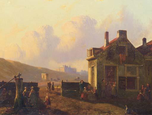 Joseph Bles - Fisherfolk in a village in the dunes