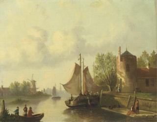 Joseph Bles - Shipping on a calm river