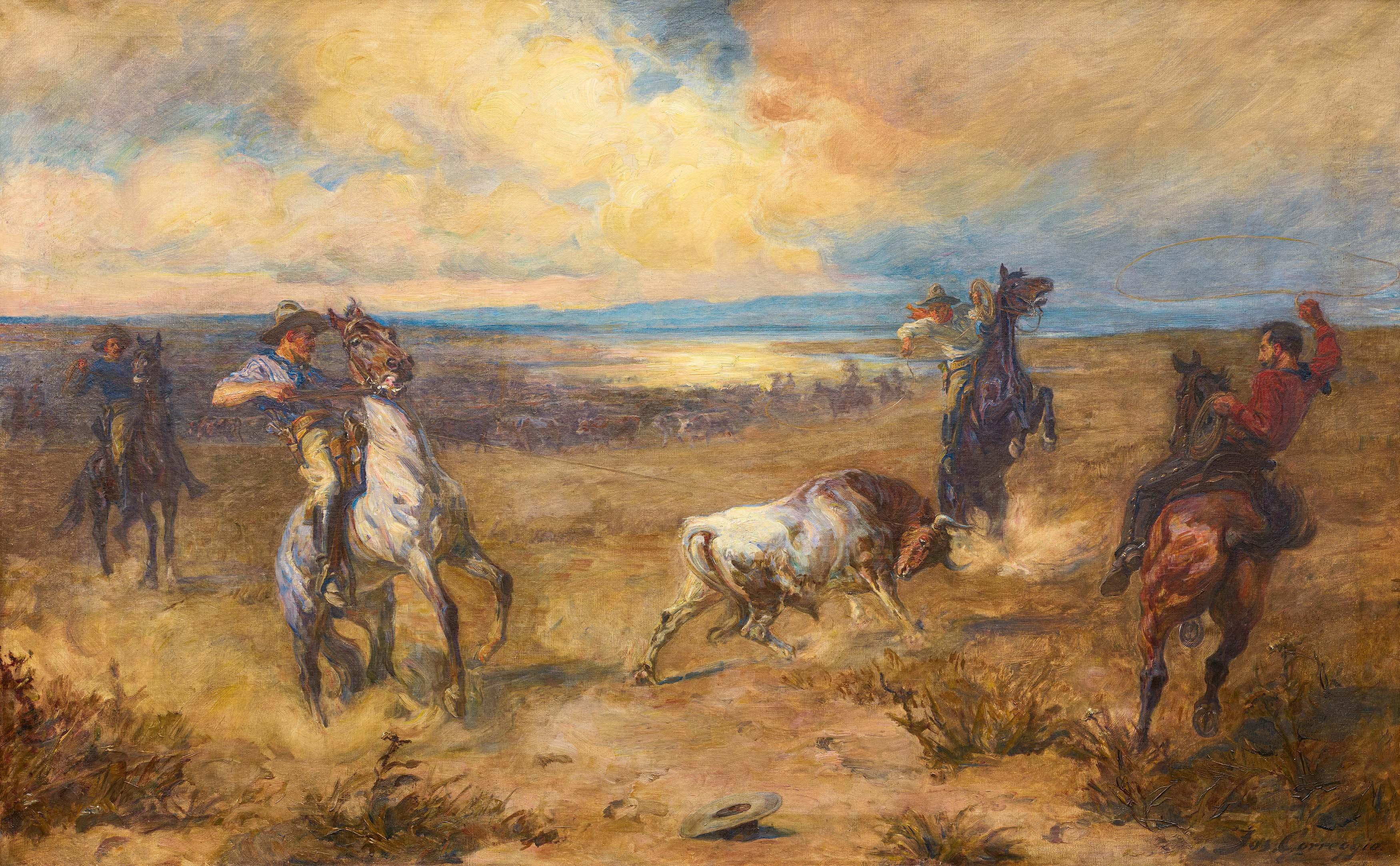 Joseph Correggio - Cowboys beim Viehtrieb am Chisholmtrail.