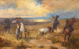 Joseph Correggio - Cowboys beim Viehtrieb am Chisholmtrail.