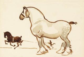Joseph Crawhall - Sketch of two horses