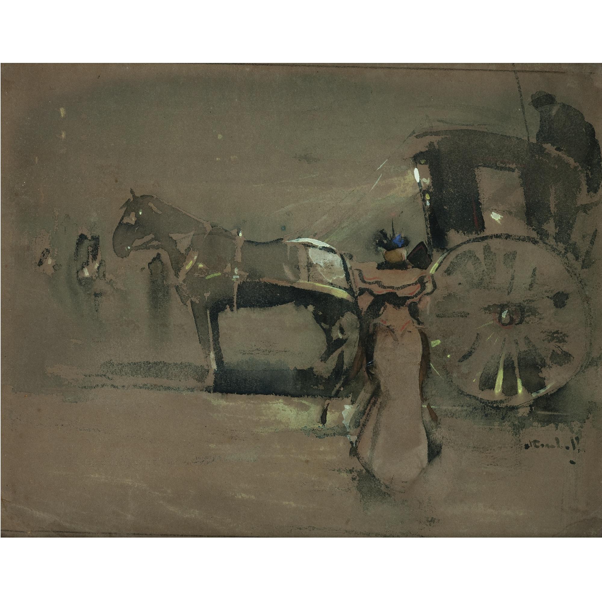 Joseph Crawhall -  The Hansom Cab
