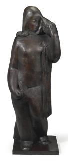 Joseph Csaky - Femme au panier sur l\'épaule or Femme nue au panier