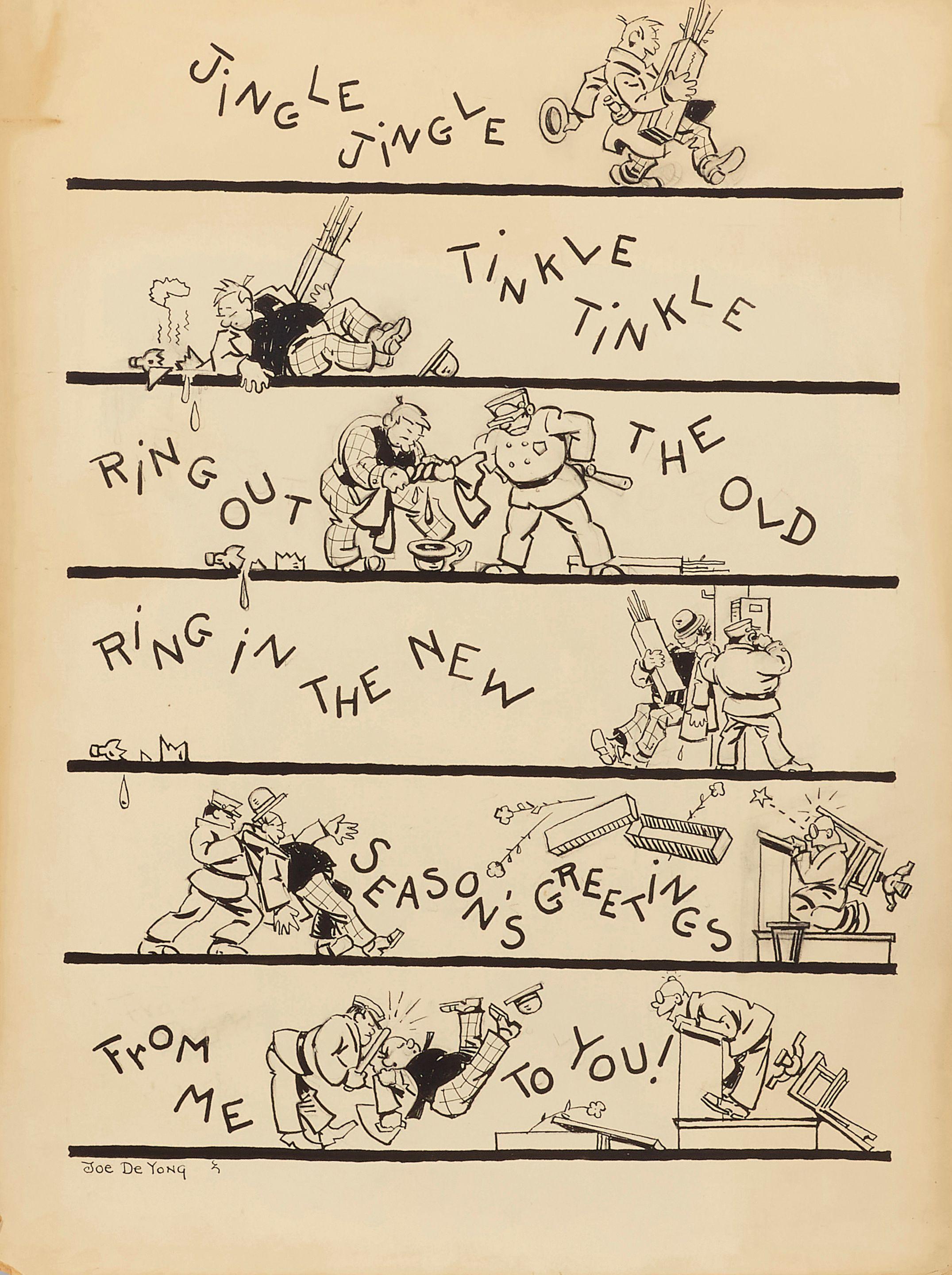 Joseph De Yong - Two holiday cards each 20 x 15 in. unframed