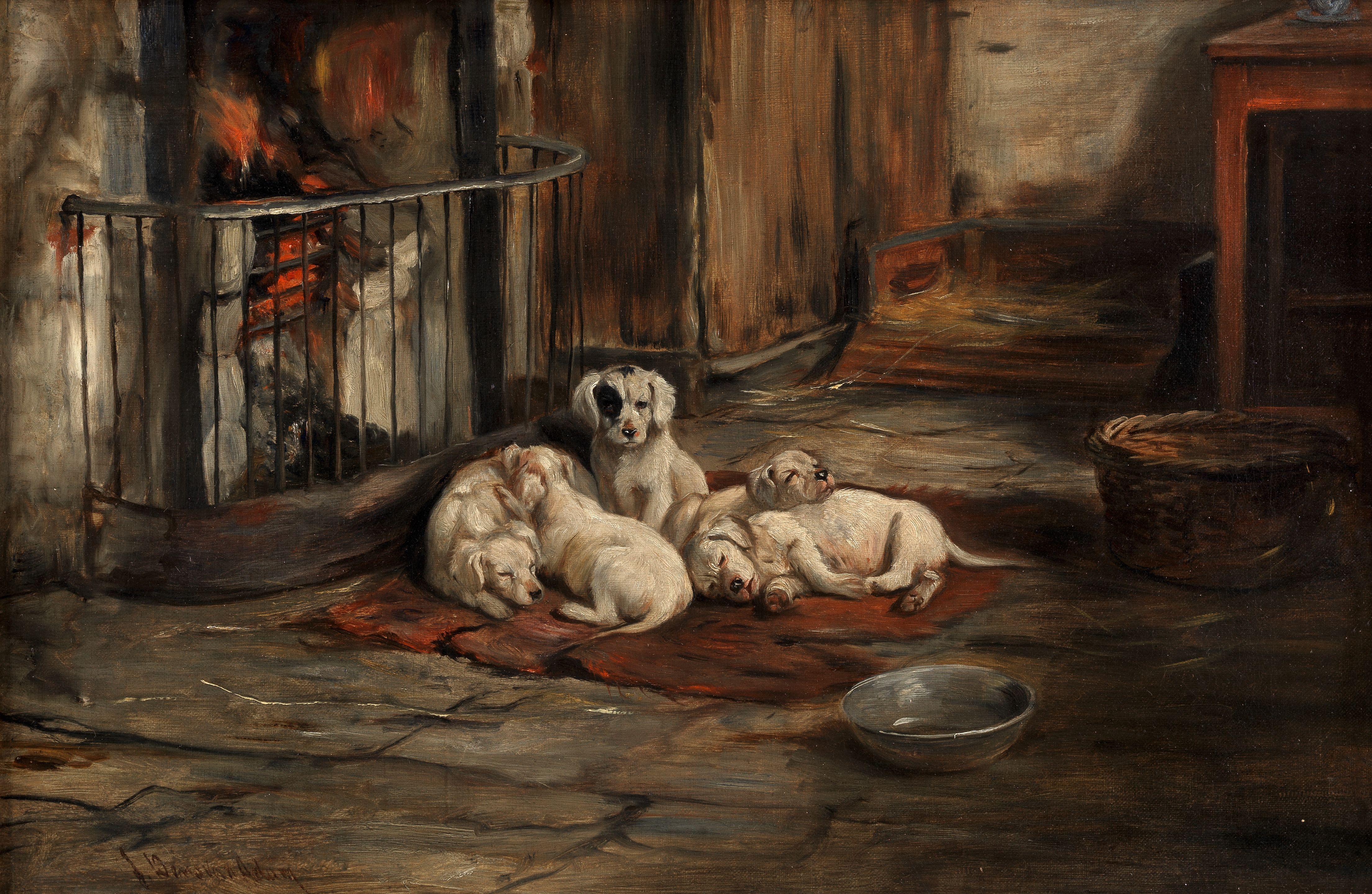 Joseph Denovan Adam RSA RSW - By the fire