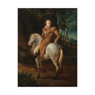 Joseph Ducq - Portrait d\'un cavalier dans un paysage boisé