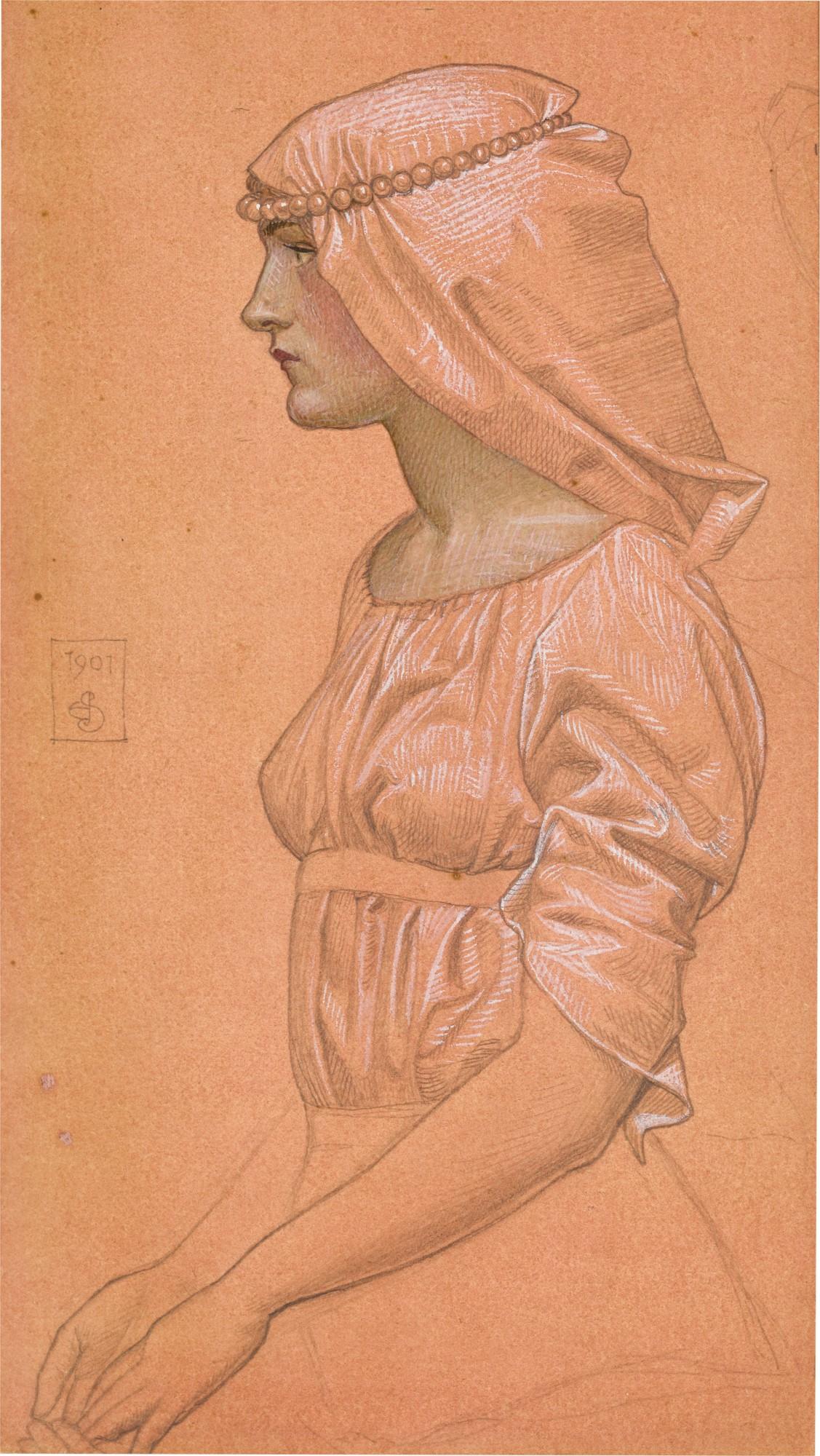 Joseph Edward Southall, R.W.S., R.B.S.A., N.E.A.C. - Study for St Dorothea and Her Two Sisters Refusing to Worship the Idol