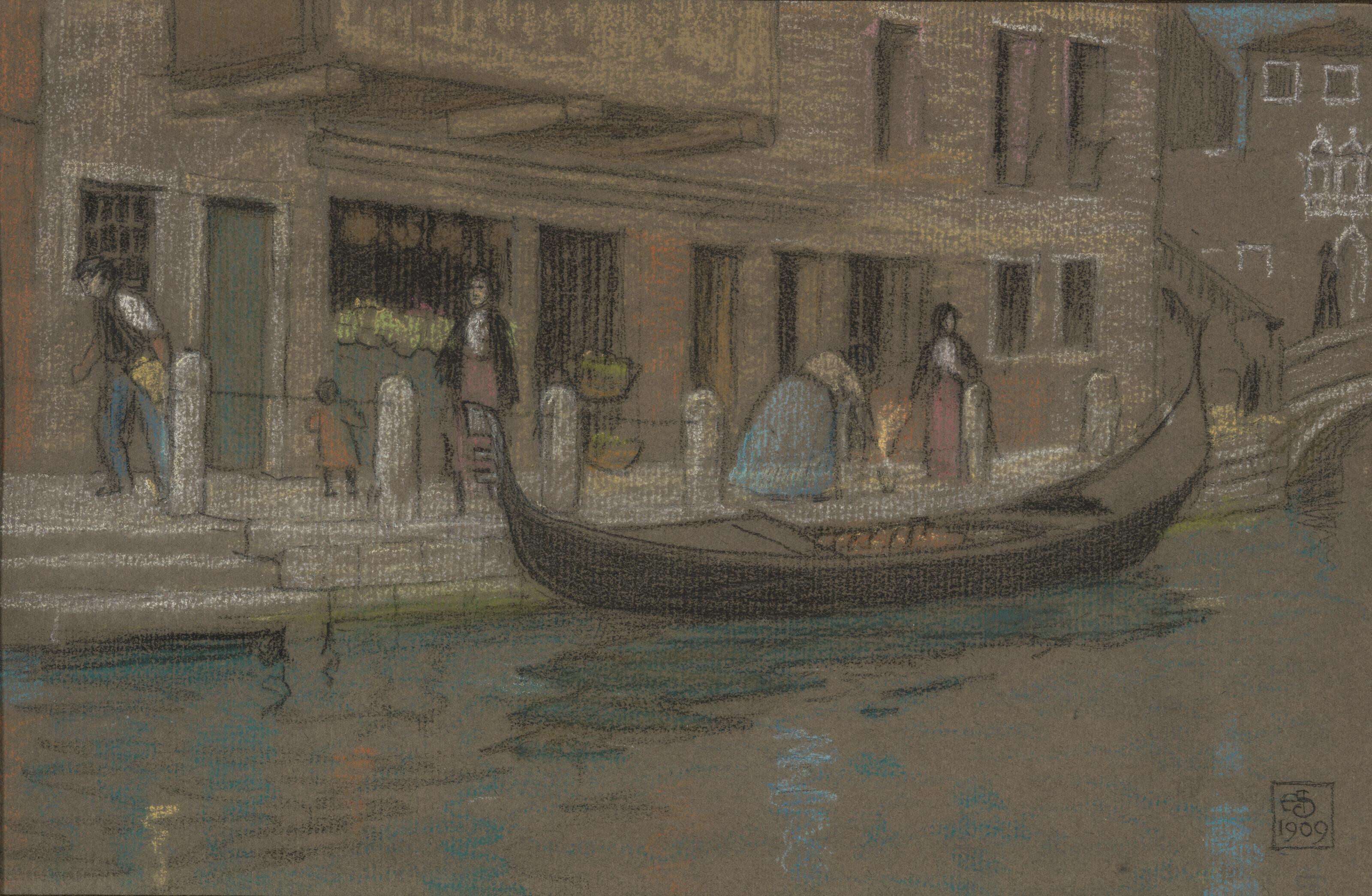 Joseph Edward Southall, R.W.S. - A canal in Venice