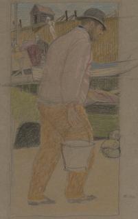 Joseph Edward Southall, R.W.S. - Fisherman with a bucket, Southwold