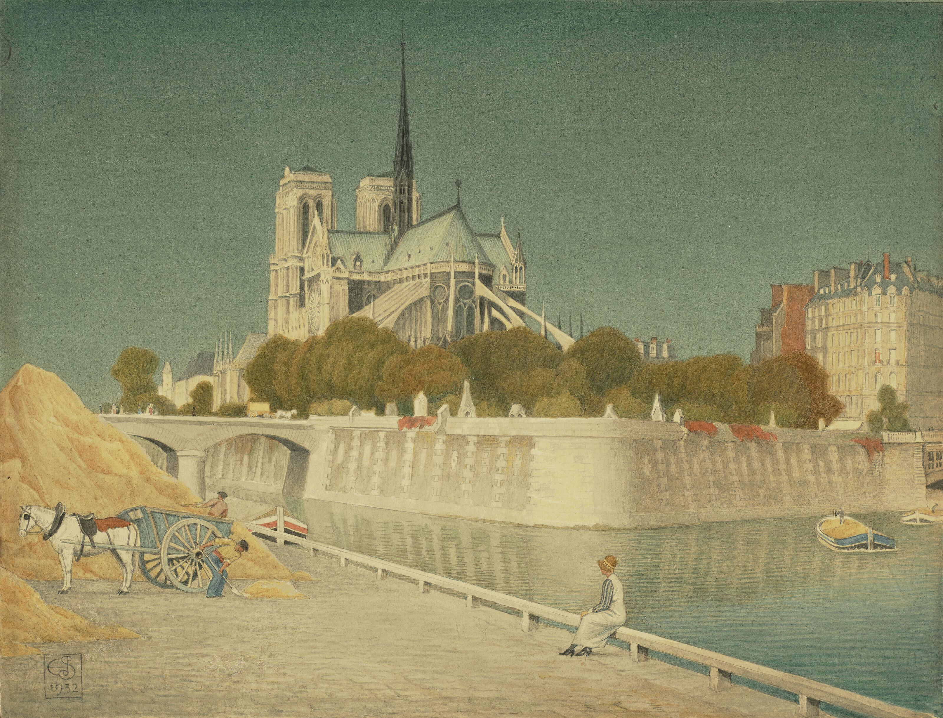 Joseph Edward Southall, R.W.S. - Notre-Dame and the Seine