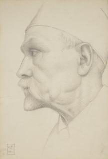 Joseph Edward Southall, R.W.S. - Self-portrait, bust-length, wearing a fez