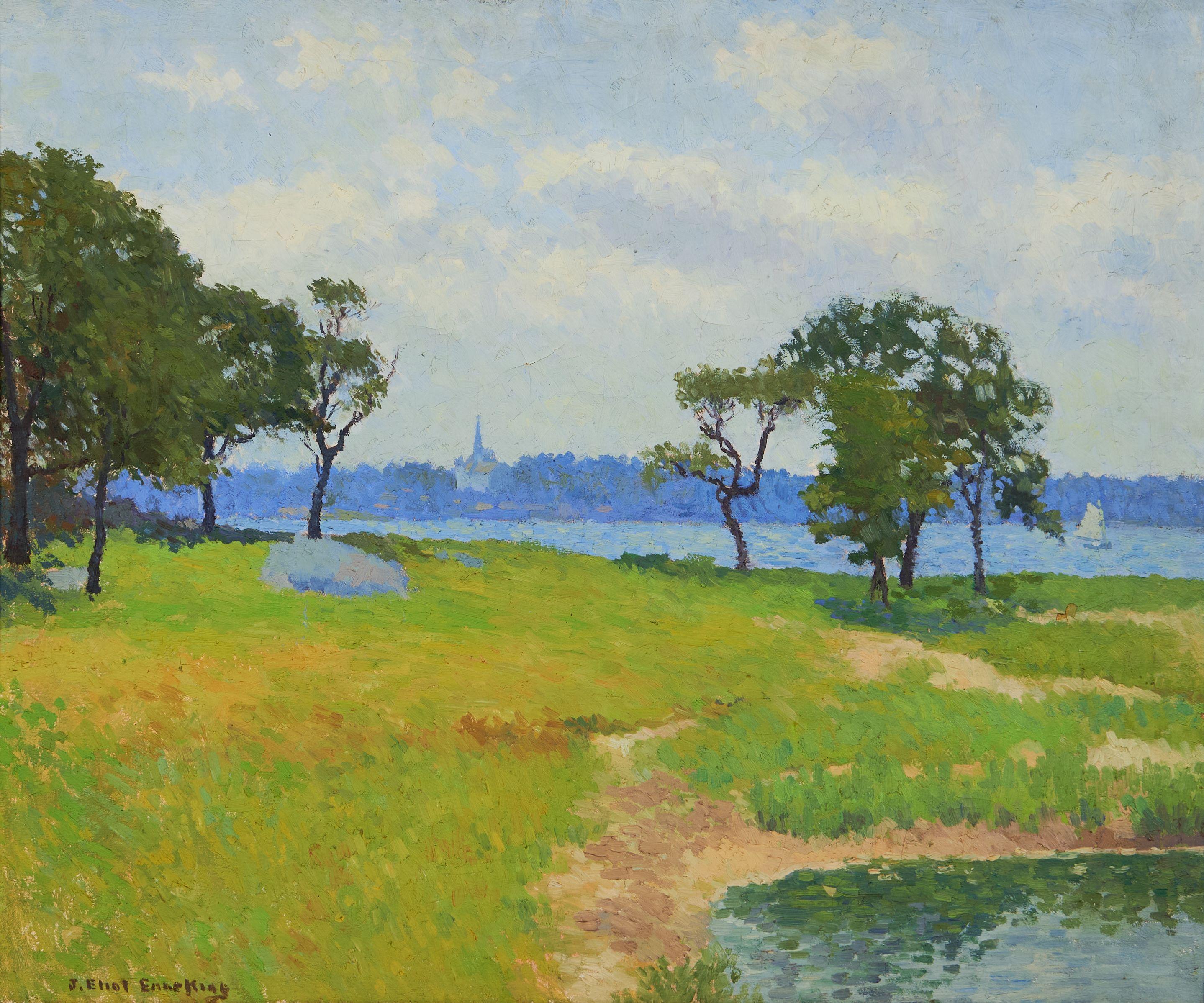 Joseph Eliot Enneking - View of a Church Across the River