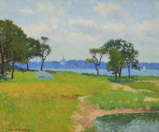 Joseph Eliot Enneking - View of a Church Across the River