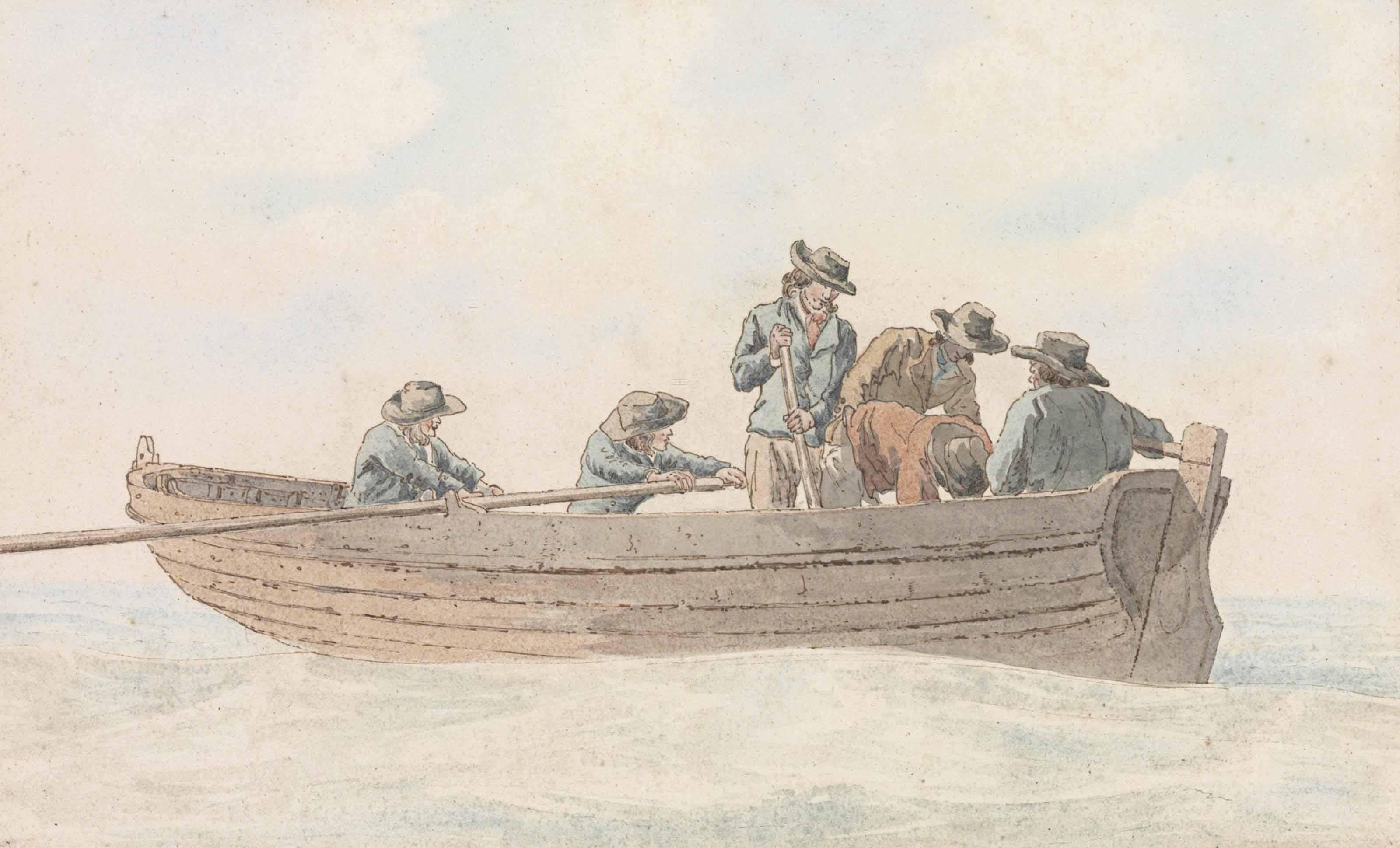 Joseph Farington, R.A - Figures in a rowing boat at Hastings