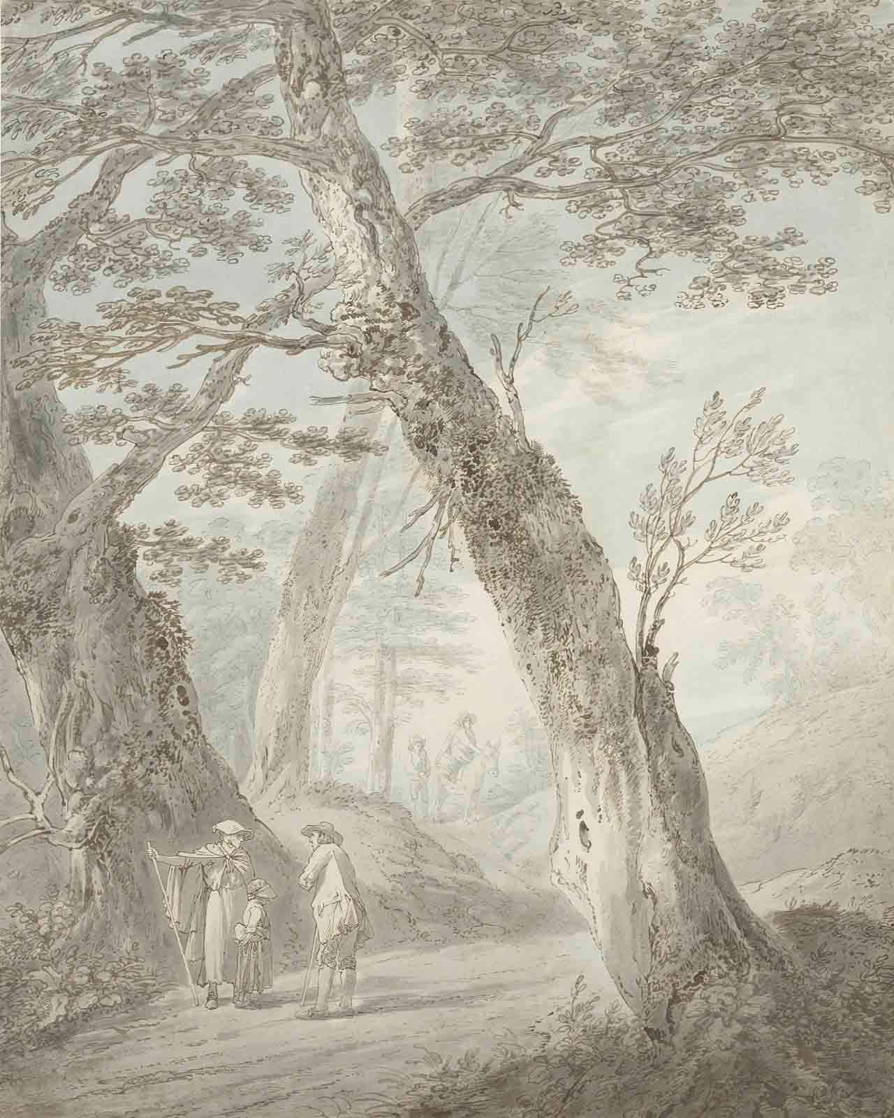 Joseph Farington, R.A. - Travellers conversing on a wooded path