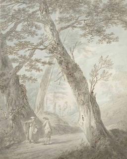 Joseph Farington, R.A. - Travellers conversing on a wooded path