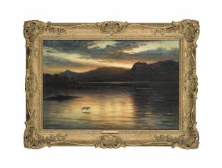 Joseph Farquharson, R.A. - Lone Flight Over The Loch At Sunset