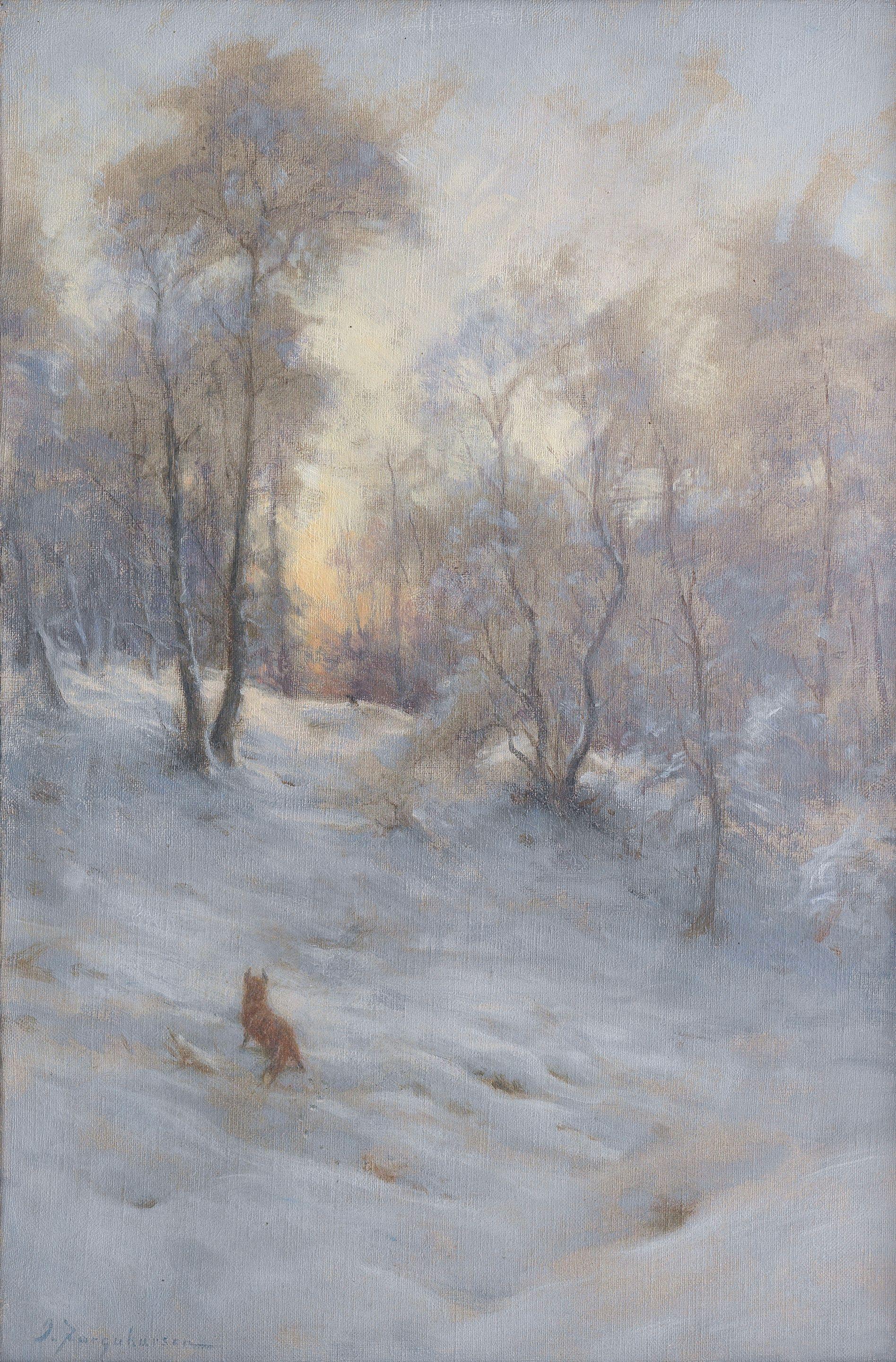 Joseph Farquharson RA - Fox and pheasant in snow