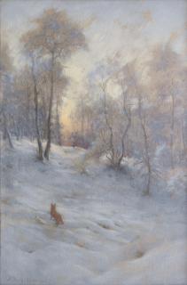 Joseph Farquharson RA - Fox and pheasant in snow