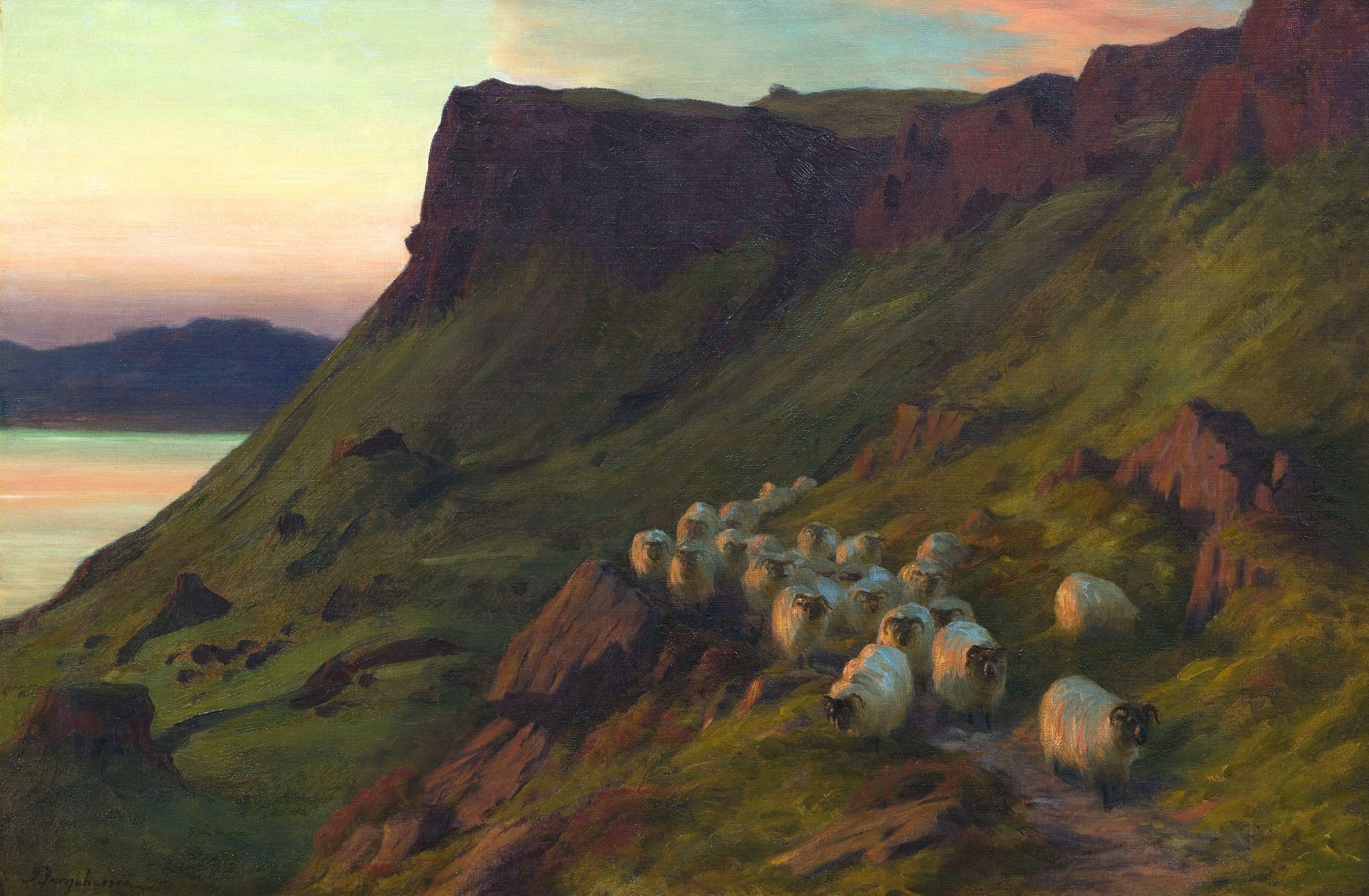 Joseph Farquharson RA - The cliffs at Gribun, Isle of Mull