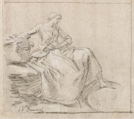 Joseph-François Parrocel - A Woman Resting On A Basket Turned To The Right