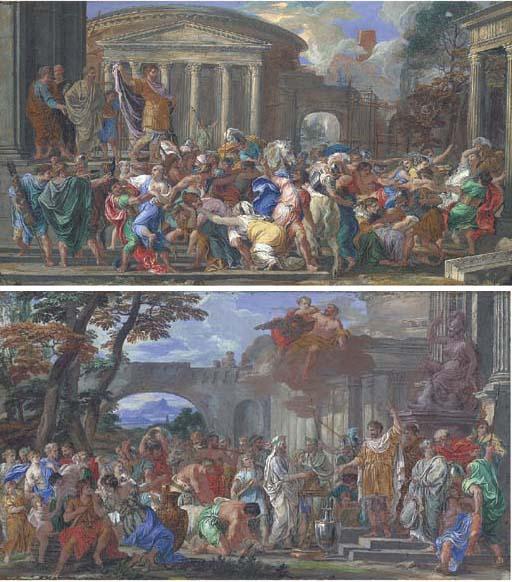 Joseph Goupy - The Rape of The Sabines; And A Classical Hero Ordering A Sacrifice To Jupiter On The Steps of The Temple of Minerva
