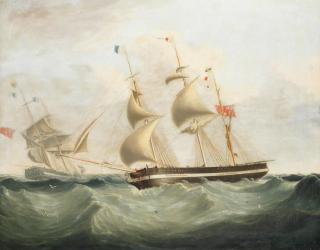 Joseph Heard - The barque Crown and the brig Bonanza in the left background